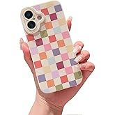 YUMUPIFE Compatible with iPhone 17 Case Cute Checkered Pattern Design for Girls Women, Soft Silicone Shockproof Protective Designed for iPhone 17 Case-Colorful