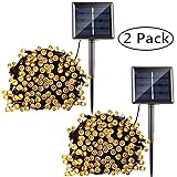 2 Pack Solar String Lights, 8 Modes Solar Powered