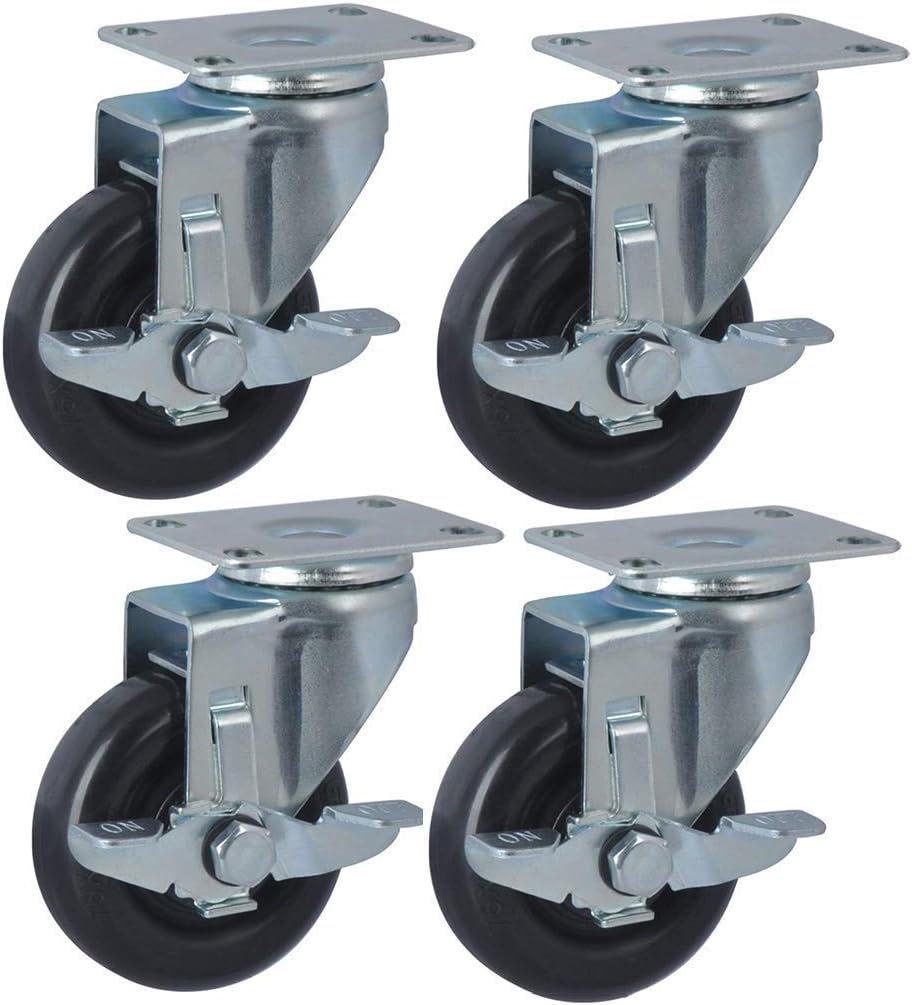 WYN Ruedas universales Muebles Casters_4X Ruedas for Muebles Negro