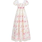 LTAKK Regency Dress Women Regency Costume Empire Waist Dresses Tea Party Victorian Gown Embroidery