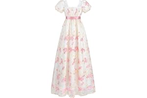 LTAKK Regency Dress Women Regency Costume Empire Waist Dresses Tea Party Victorian Gown Embroidery