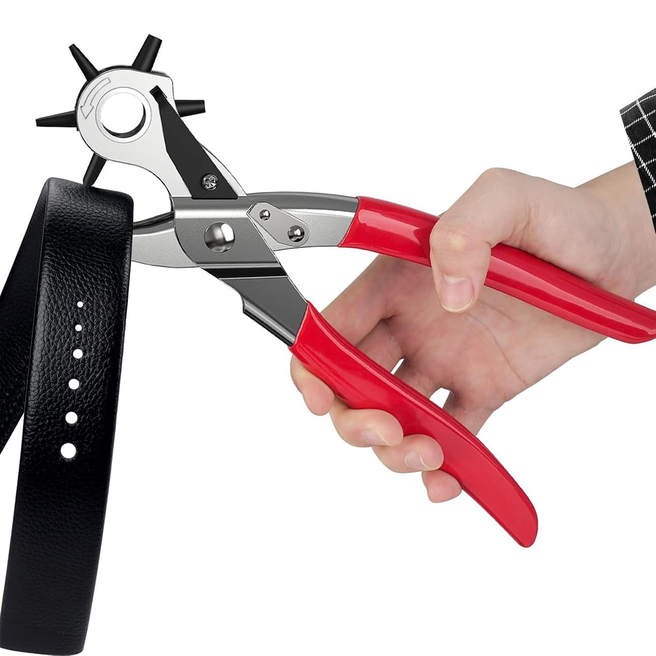 DHinkyoung Leather Hole Punch,Heavy Duty Revolving Eyelet Punch,Handy Belt Piler Professional Piler Tool for Belts, Canvas, Soft Plastics,Shoes, Cards, Watch Bands,Pet Collars