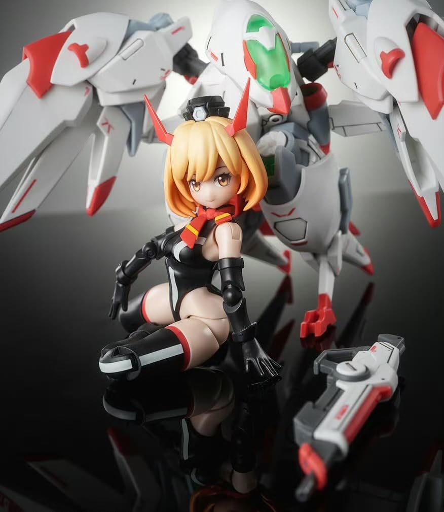 HiPlay BigFirebird x Hemoxian Plastic Model Kits: Full-Time Jijia, Kelly Janet, Mecha Musume, Anime Style Collectible Action Figures KL, Red, White, Black