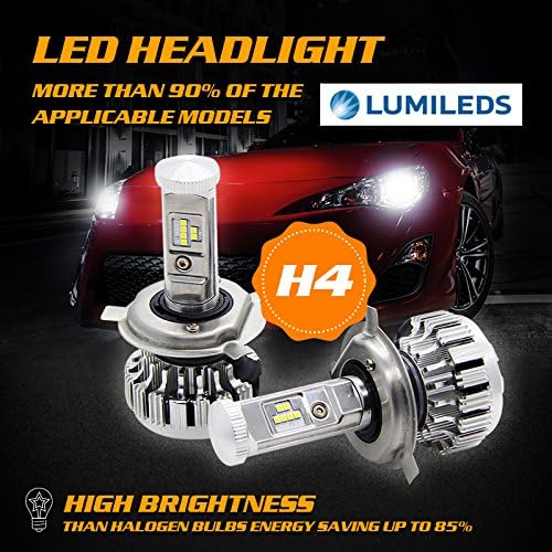 Yamaige H4 9003 HB2 80W 7000LM White CANBUS no Error LED Lamp Auto Hi/Lo Beam Cree Headlight Conversion Kit Bulbs for Car Lamp Replacement with 2pcs Anti-flicker harness,2 Year Warranty