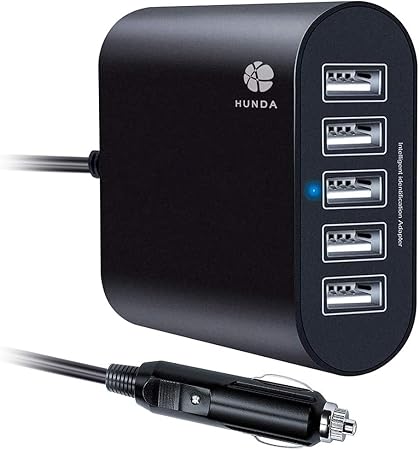 Amazon Hunda カーチャージャー 車載充電器 5ポート 12v 24v 45w 9a Usb急速充電器 Ismart機能搭載 Iphone Ipad Tablet Android Iqos各種対応 ブラック シガーソケット充電器 車 バイク