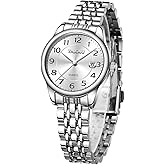 Taxau Gold Silver Two Tone Women Stainless Steel Watch Small Wrist ElegantDress Watch for Women Fashion Luxury Waterproof Day Date Analog Quartz Ladies Watches