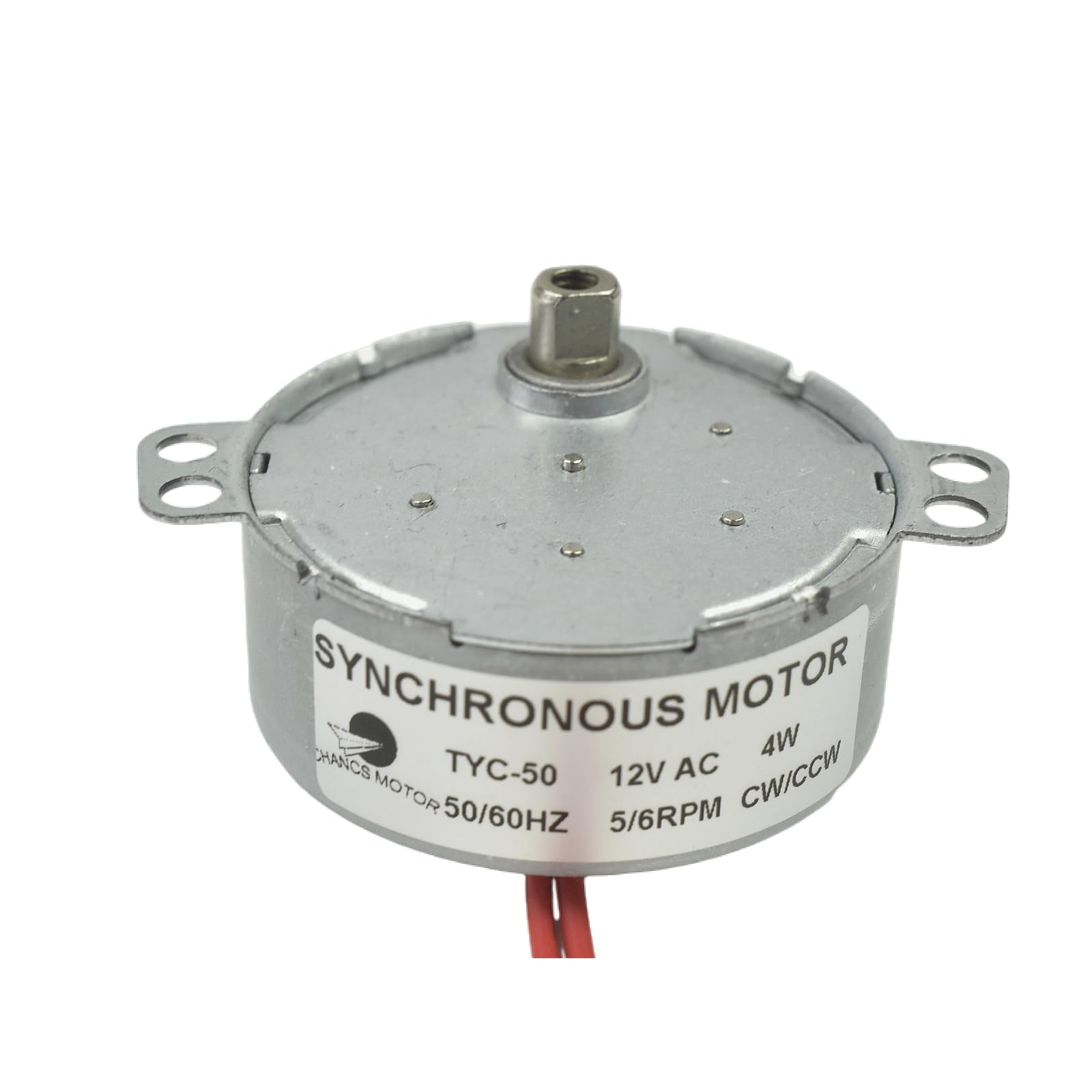 CHANCS TYC-50 Synchronous Motor 12V AC 5-6RPM Flush Shaft 5.5mm CW/CCW 4W Gear Motor Fan Motor