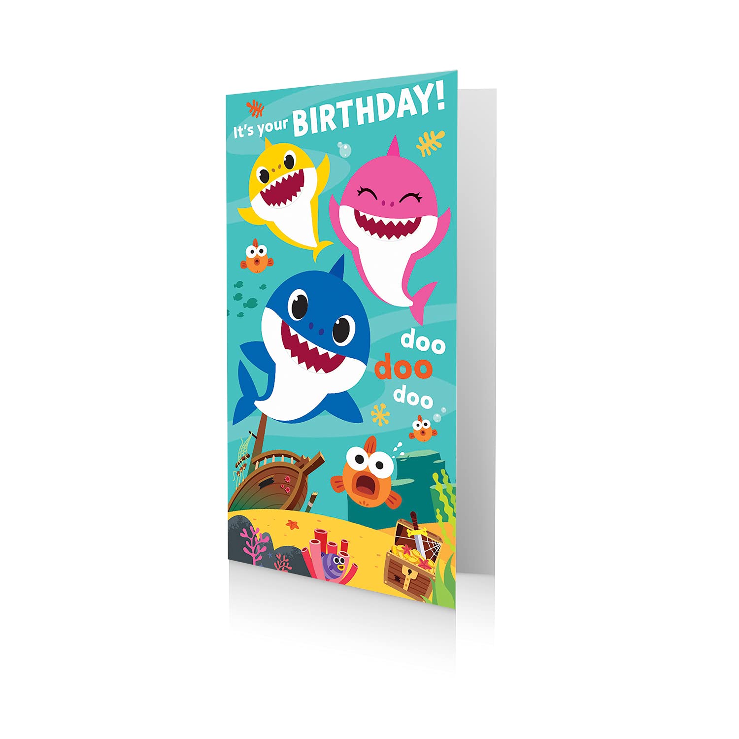 Baby Shark It's Your Birthday Birthday Card With Stickers Multi Colour BS020