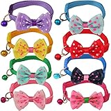 Alaroute 8 pcs Adjustable Nylon Bow-tie Collars with Bell, Safety Identification Collars for Puppy Dogs, Kitten Cats and Other Small Pets (8 Colors)
