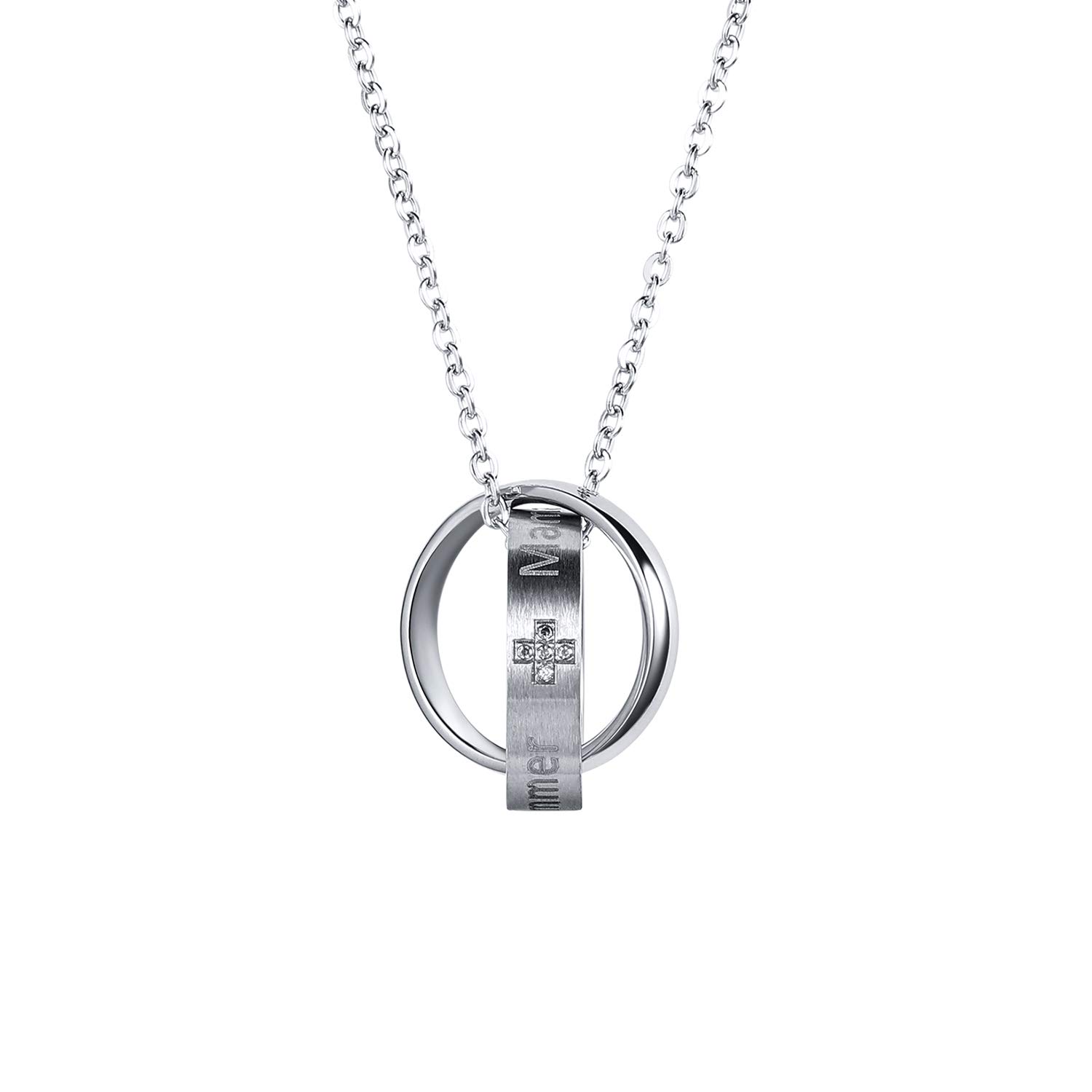 Bliqniq Women's Stainless Steel Necklace Silver Rose Gold with Pendant Engraved with "Oma/Mama, Ich liebe dich für immer” (in German), Does Not Discolour Silver: Mama Ich Liebe Dich für immer