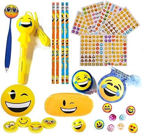 Aryellys Emoticon Set | Pens, Pencils, Erasers, Stickers For Emoji Fans boys colors