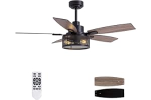 Tinkoso Ceiling Fans with Lights and Remote Control, Ceiling Fan for Bedroom Living Room (Black-1)