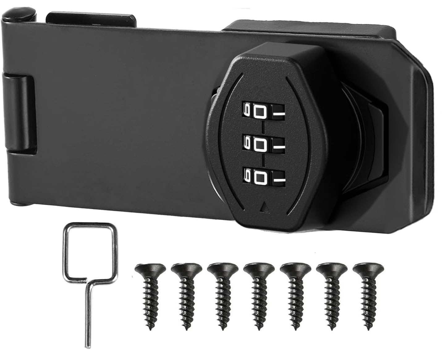 Litensh Security Cabinet Password Hasp Locks Latch, Stainless Steel Keyless Rotary Password Door Latch Lock for Gate Barn Door Garden Drawer Cupboard Bathrooms Fences (Black, 3 Inch)