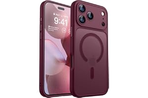 CANSHN Magnetic Shockproof for iPhone 18 Pro Max Case, Burgundy Red | Full Camera Protection, Compatible with MagSafe, Transl