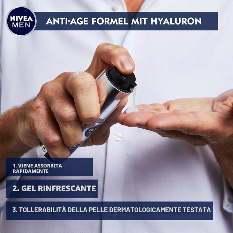 Men Gel viso Anti Age Hyaluron Hydro, 50 ml