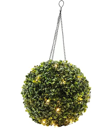Solar Powered LED Floral Topiary Ball - Hanging Decorative Light For Garden, Patio, Or Wedding