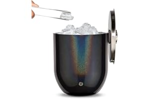 SNOWFOX Premium Vacuum Insulated Stainless Steel Ice Bucket with Lid/Tongs -Home Bar Accessories -Elegant Bartending Ice Buckets for Parties -Beautiful Outdoor Entertaining Supplies -3L -Black