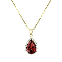 Linawe Ruby Necklace for Women Trendy, Red Crystal