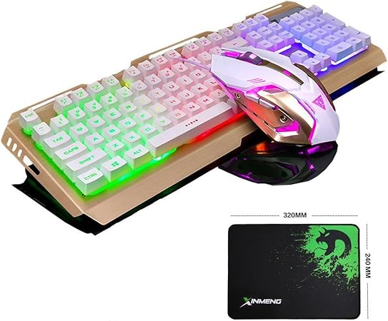 Amazon.com: lexonelec @ V1 Combo de Teclado mouse Gamer Wired LED  retroiluminado Multimedia ergonómico Metal Pro Gaming Teclado + mouse  óptico 3200DPI 6 Botones + Alfombrilla de mouse para portátil PC: Computers  \u0026 Accessories