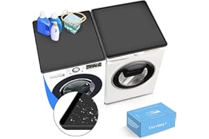 UOVVINEY 2 PCS Washer and Dryer Covers for the Top - 25.6" x 23.6" Washer and Dryer Top Protector, Non-slip Waterproof Washing Machine Cover for Laundry Kitchen Home(Black)