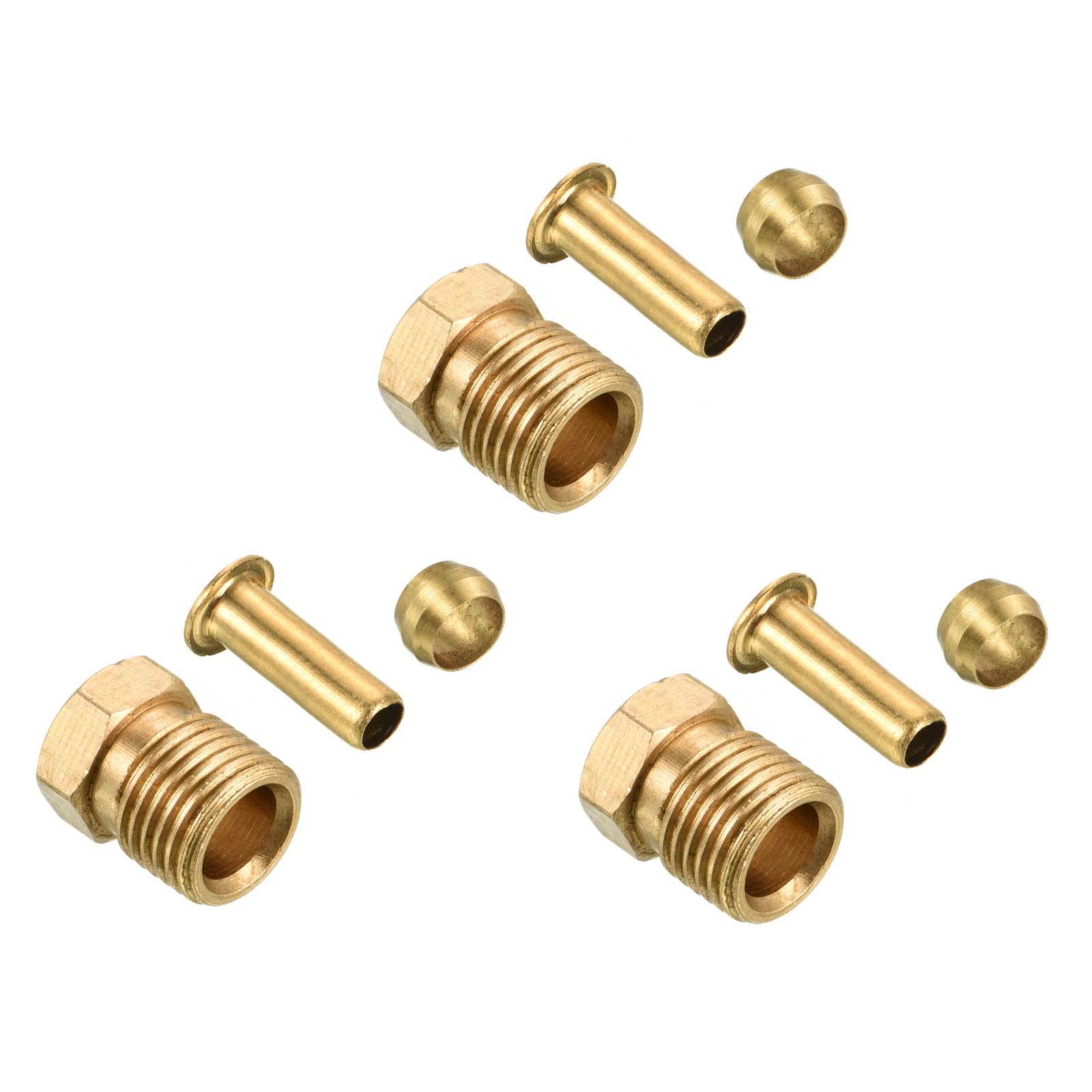 PATIKIL 4mm ID 6mm OD Tube Brass Compression Assortment Kit 3 Set, Sleeve Ferrule & Insert & Nut