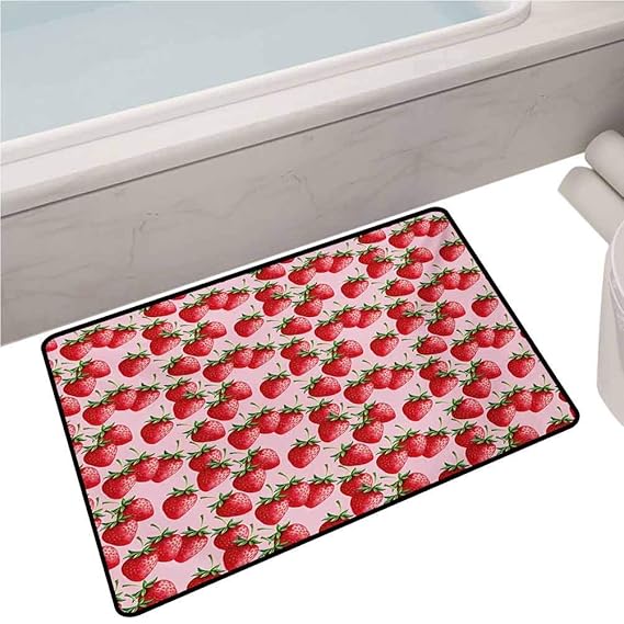 Floor Mat Kitchen Long Carpet Delicious Big Strawberries