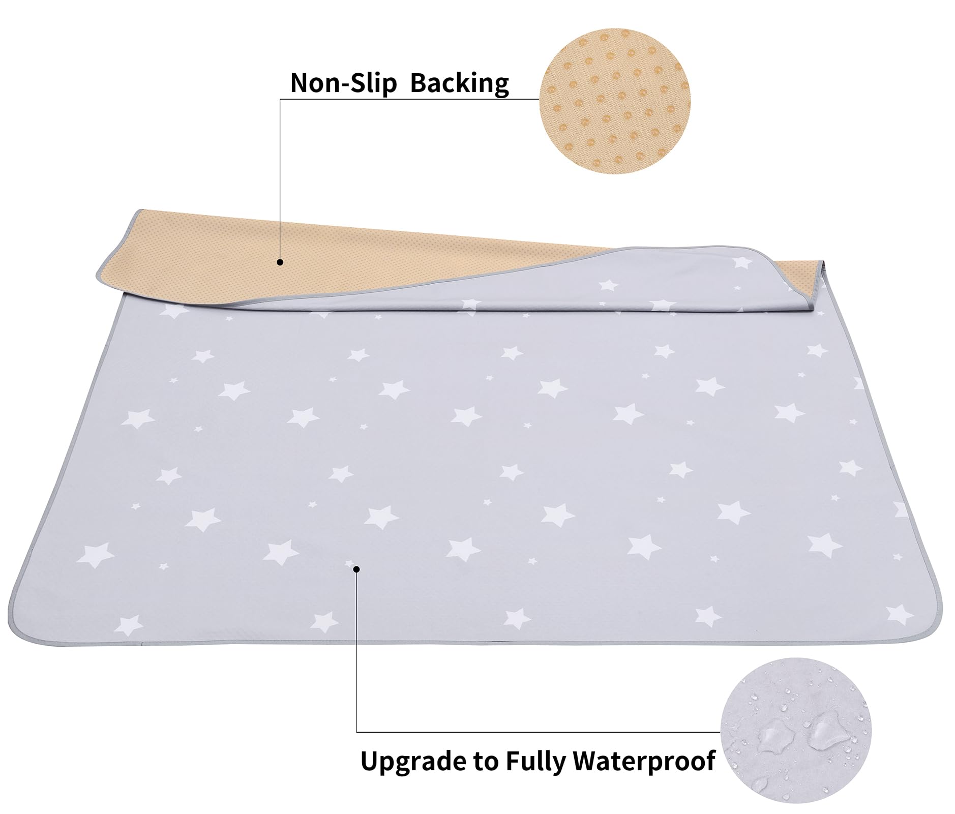 Splat Mat for Under High Chair/Arts/Crafts, WOMUMON Washable Baby Spill Mat Waterproof Anti-Slip Floor Splash Mat, Portable Play Mat and Table Cloth (Star, 51