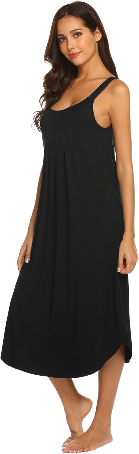 Ekouaer Women's Sleeveless Long Nightgown Summer Full Slip Sleep Dress Soft Nightshirt Chemise Sleepwear Lounge Dresses at  Women’s Clothing store