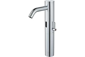 HHOOMMEE Automatic Touchless Bathroom Sink Faucet Tall Body Sensor Motion Activated Hands Free Commercial Faucets with Temperature Control Rod Single Hole Infrared Mixer for Vessel Basin（Chrome）