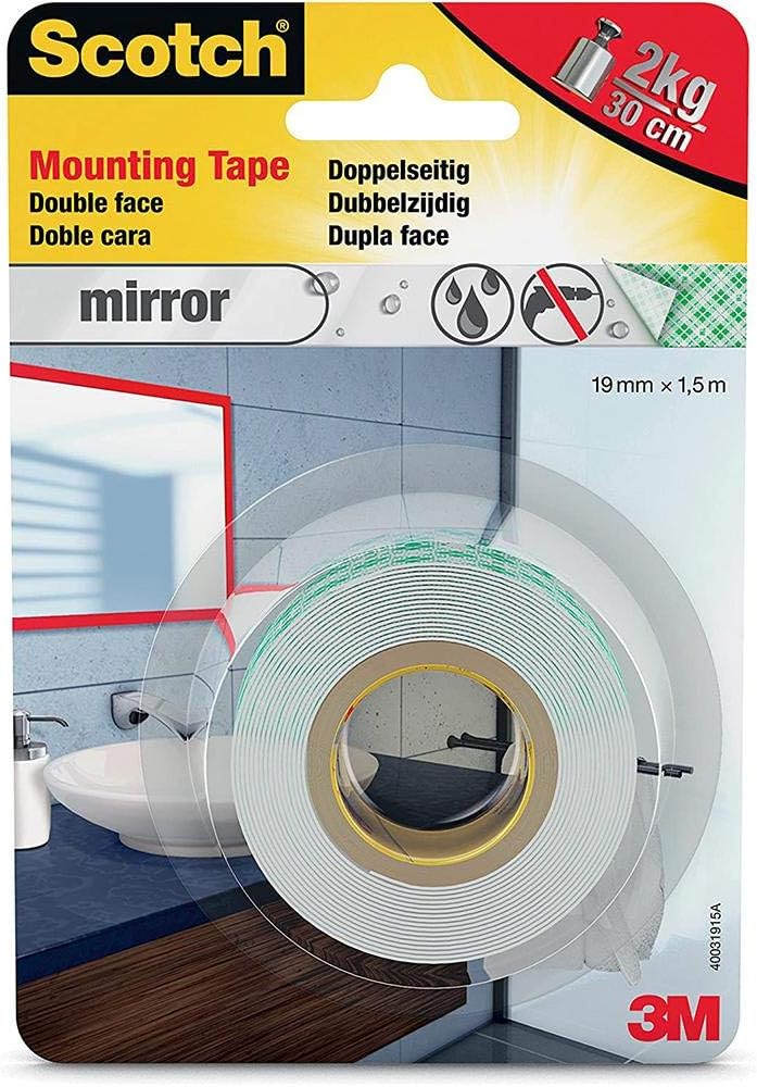 Scotch FIX Mirror Mounting Tape 4496W-1915-P 19mm x 1.5m White Roll