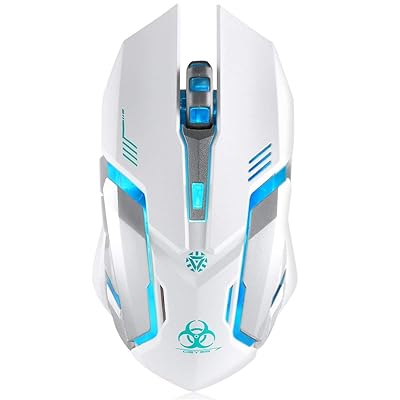 Wireless Gaming Mouse VEGCOO C8 Silent Click Wireless Rechargeable Mouse with Colorful LED Lights and 240016001000 DPI 400mah Lithium Battery for Laptop and Computer C9N White