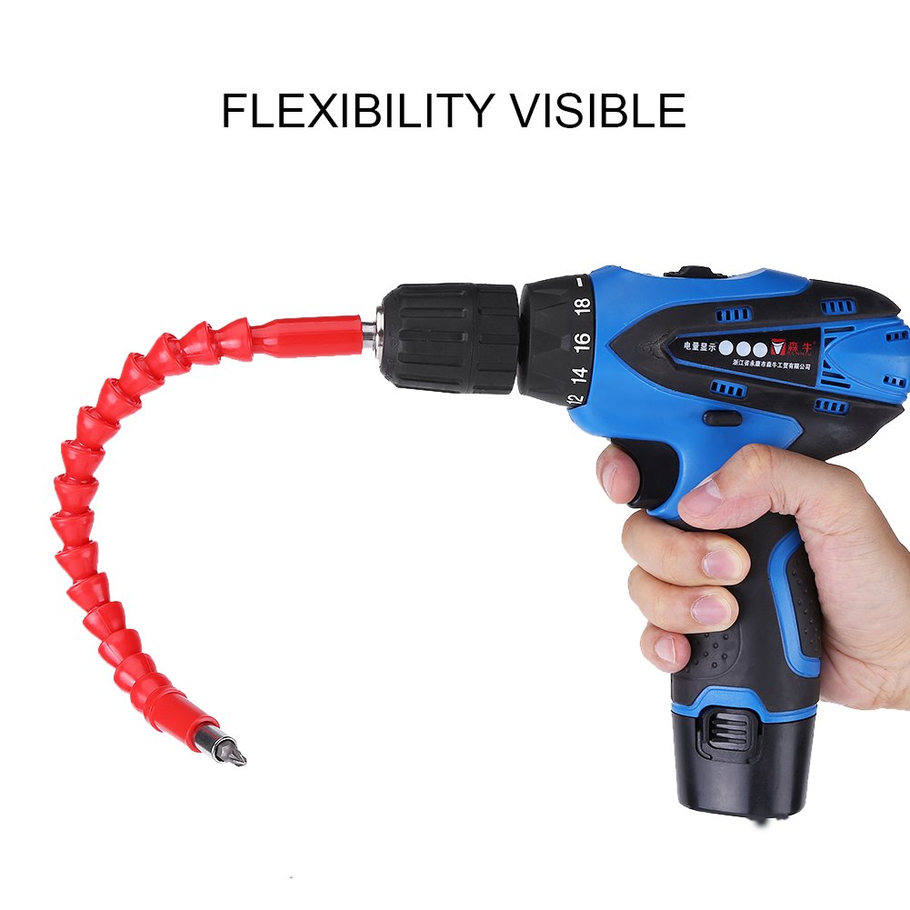 Akozon Flexible Drill Bit Extension Flexible Shaft Bits 1/4" Hex Head Shank Extention Connect Drive Shaft Tip(Blue plastic flexible shaft) - Image 4