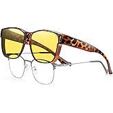 HAOLOTA Night Vision Driving Over Glasses, Nighttime Glasses Men Women Anti Glare Yellow Tinted Lens Lightweight
