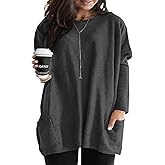 ForHailey Plus Size Womens Long Sleeve Tops Crewneck Lightweight Sweatshirt Loose Casual Oversized T Shirts with Pockets