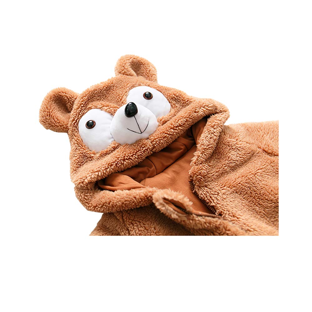 mikistory Infant Romper Newborn Unisex Costume for Baby Newborn Outfit Hoodie Winter Baby Outfits Bodysuits Brown Bear 7-10Months