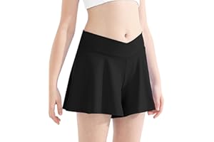 QooNoo Girls Athletic Shorts Flowy Running Shorts with Pockets V Crossover 2 in 1 Girls Tennis Shorts Butterfly Skorts