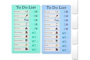 2 Pcs Chore Chart For Kids Reusable Sliding Chore Chart Reusable to Do List Memo Checklist Board with 20 Blank Cardstocks for