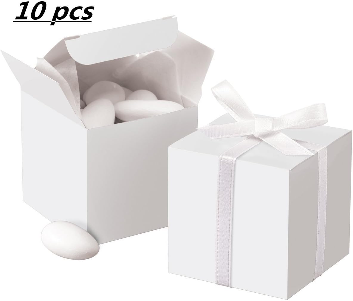 AIR SIX White Boxes Cardboard Gift Boxes with Lids for Gifts, Crafting, Cupcake Boxes.etc (4x4 White Boxes -10)