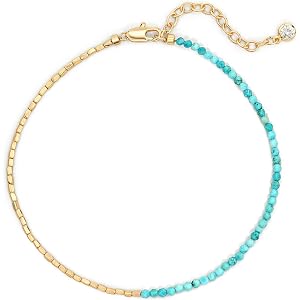 VACRONA Natural Stone Beaded Anklets for Women | Handmade, Waterproof Adjustable Ankle Bracelets, Boho Beach Jewelry, Gift fo