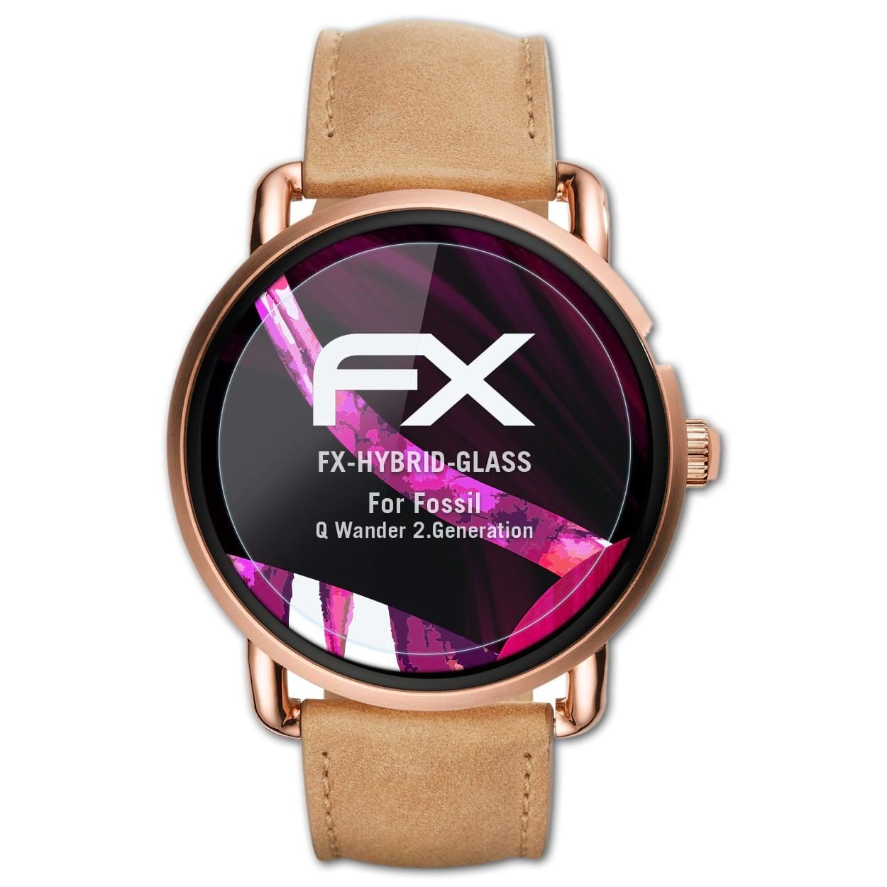 atFoliX Lámina Protectora de plástico Cristal para Fossil Q Wander ...