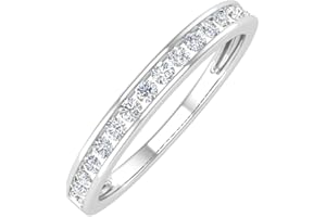 FINEROCK 1/4 Carat Channel Set Diamond Ladies Anniversary Wedding Band in 10K Gold