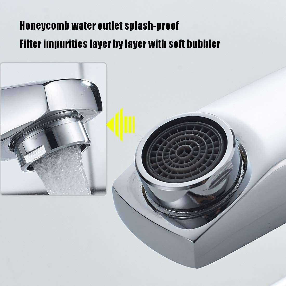 NewEast Basin Taps with pop up Waste,Mono Square Single Lever Chrome Bathroom Sink Mixer Tap for Washroom&Cloakroom - Image 5
