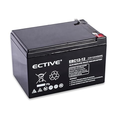 ECTIVE Bleiakku 12V 12Ah Zyklenfester Blei Akku EBC-Serie in 10 Varianten: 2,3Ah - 28Ah (wartungsfrei) 