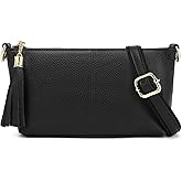 Sibalasi Genuine Leather Purse with Tassel Durable Crossbody Bags for Women Black clutch Brown Sling bag Hands-free Size