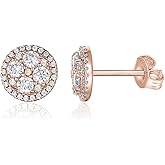 PAVOI 14K Gold Plated 925 Sterling Silver Post Stud Earrings for Women | Pave CZ Mini Disc | Gold Earrings for Women