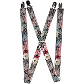 Buckle-Down Suspenders, Flowers Filigree Pink