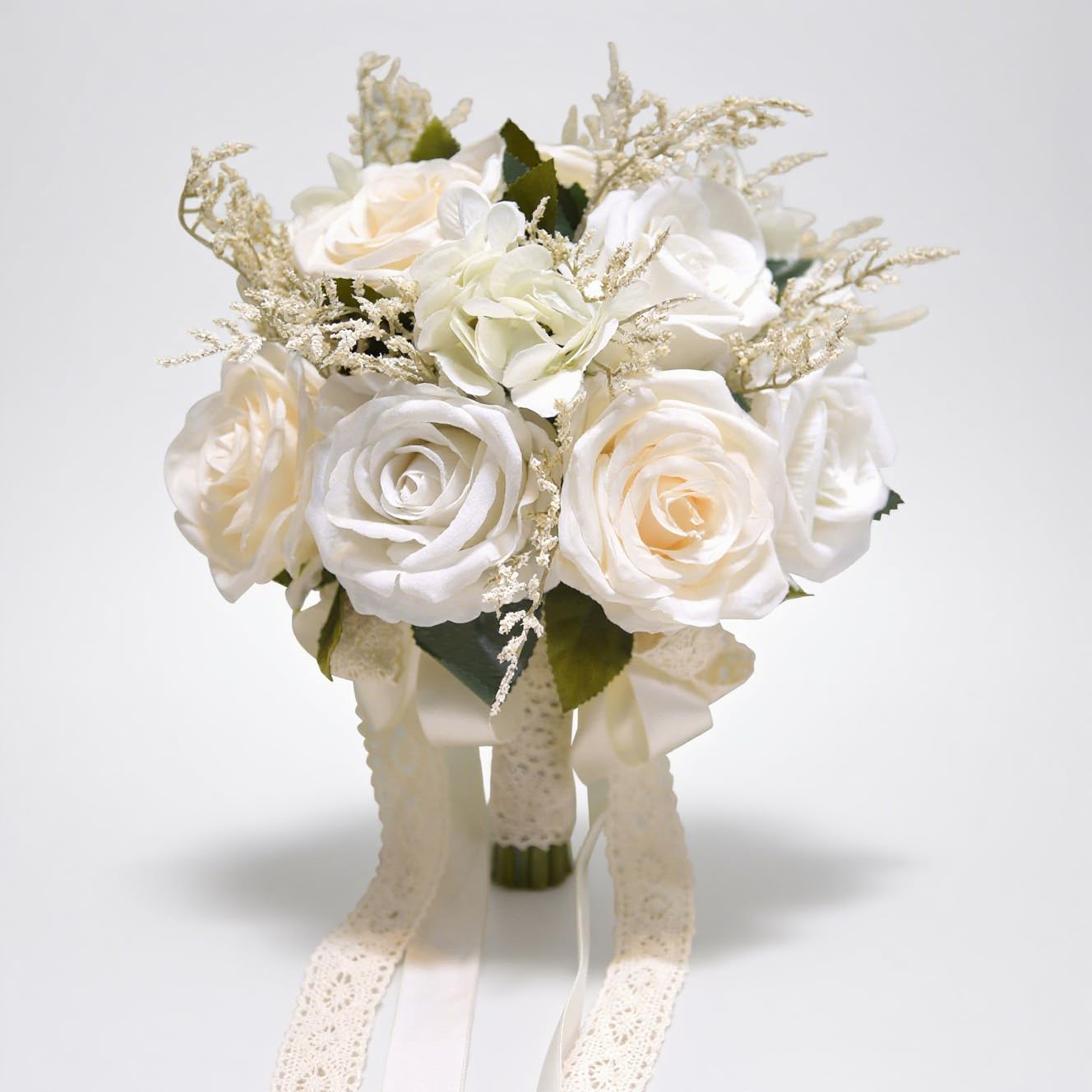 Photo 1 of LESING Bridal Wedding Bouquets Artificial Rose Flowers Bouquet Handmade Romantic Wedding Bouquets for Bride Bridesmaid Holding Flowers (Bouquet-Rose White 1)