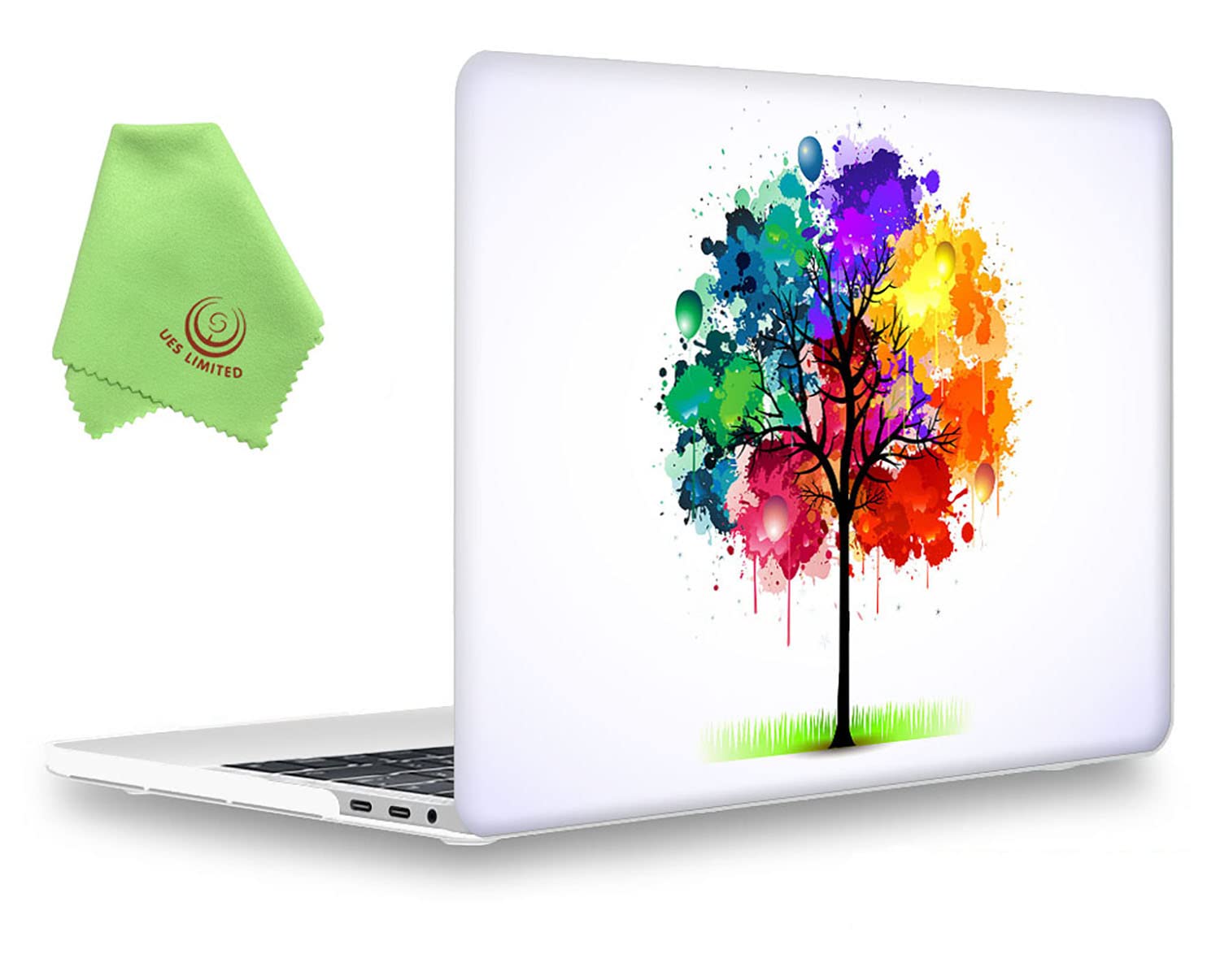 UESWILL MacBook Pro 15 inch Case 2019 2018 2017 2016, Creative Design Smooth Touch Hard Case Compatible with MacBook Pro 15" with Touch Bar & Touch ID (Model: A1990/ A1707), Colorful Tree
