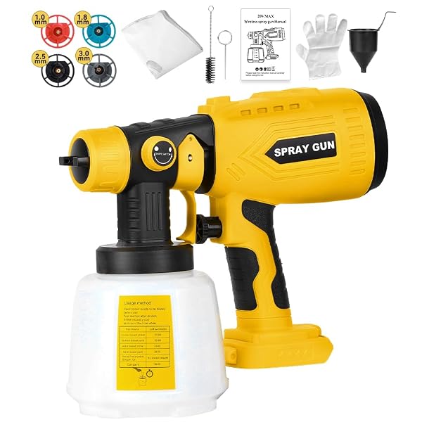 PAINT SPRAYER COMPATIBLE WITH DEWALT 20V BATTERY, 200W HVLP SPRAY PAINT GUN TOOL WITH BRUSHLESS MOTOR AND COPPER NOZZLE, EASY TO CLEAN, FOR FURNITURE, FENCE, WALLS, CEILING, DOOR ETC. (NO BATTERY)