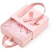 Segbeauty 4.7x3.9x2'' Small Drawer Pink Gift Box for Presents, Empty Mini Gift Box for Women Men, Mini Decorative Storage Case with Ribbon for Gifts, Pink Packaging Wrap Paper Boxes for Travel Bottles